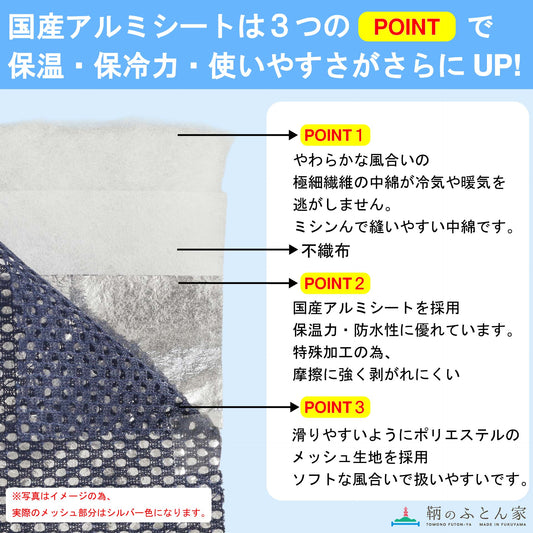 鞆のふとん家 キルト芯 樹脂綿 洗える アルミ 保温 シート 保冷 手芸用 日本製 画像2