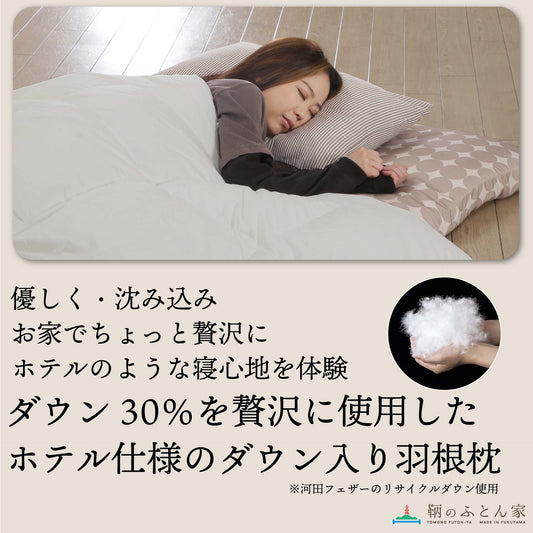 鞆のふとん家 ダウン枕 河田フェザー リサイクルダウン 高反発 ホテル 業務用 画像2