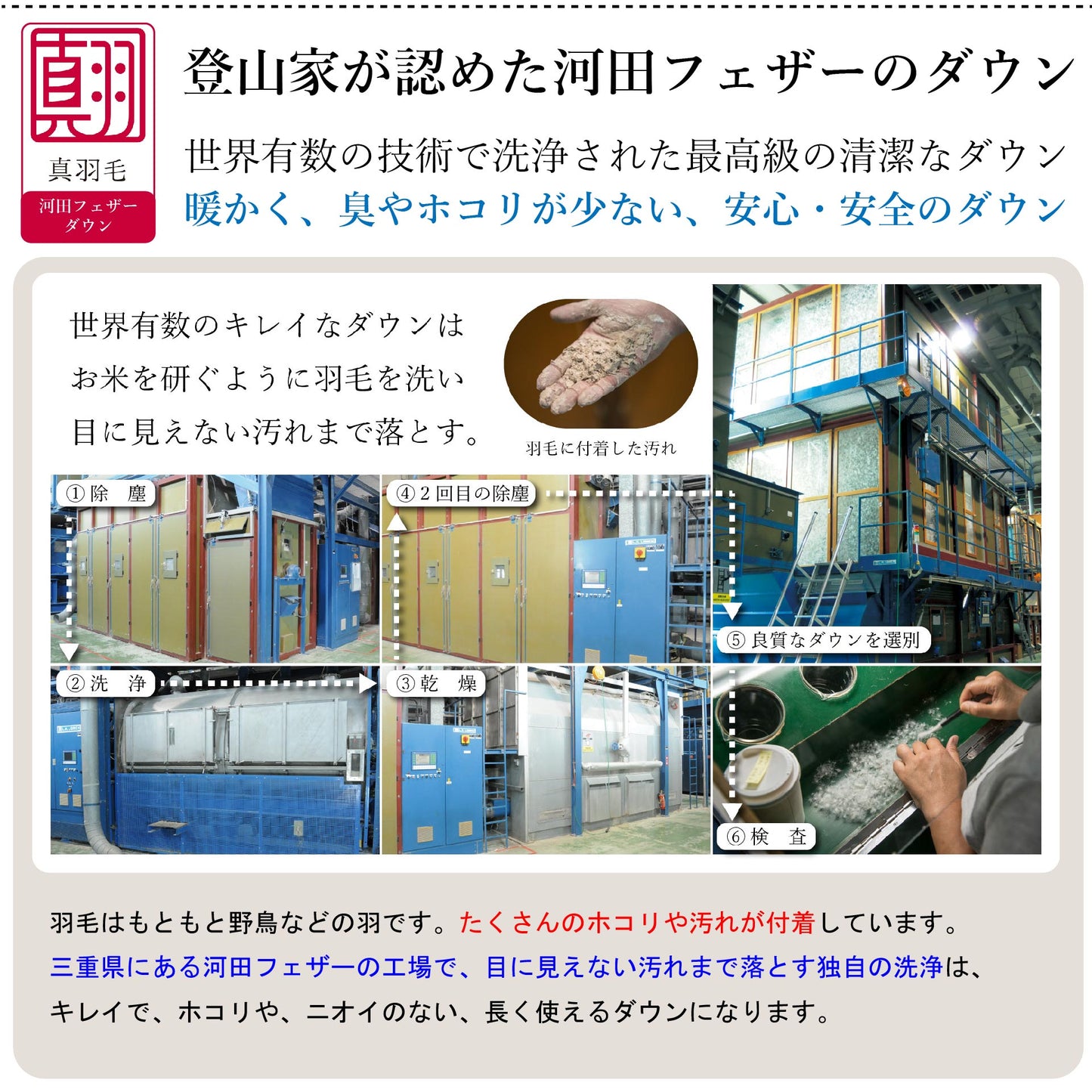 鞆のふとん家 河田フェザー フランス産ダック ロイヤルゴールド 羽毛肌掛け布団 臭い ホコリ 少ない 画像5