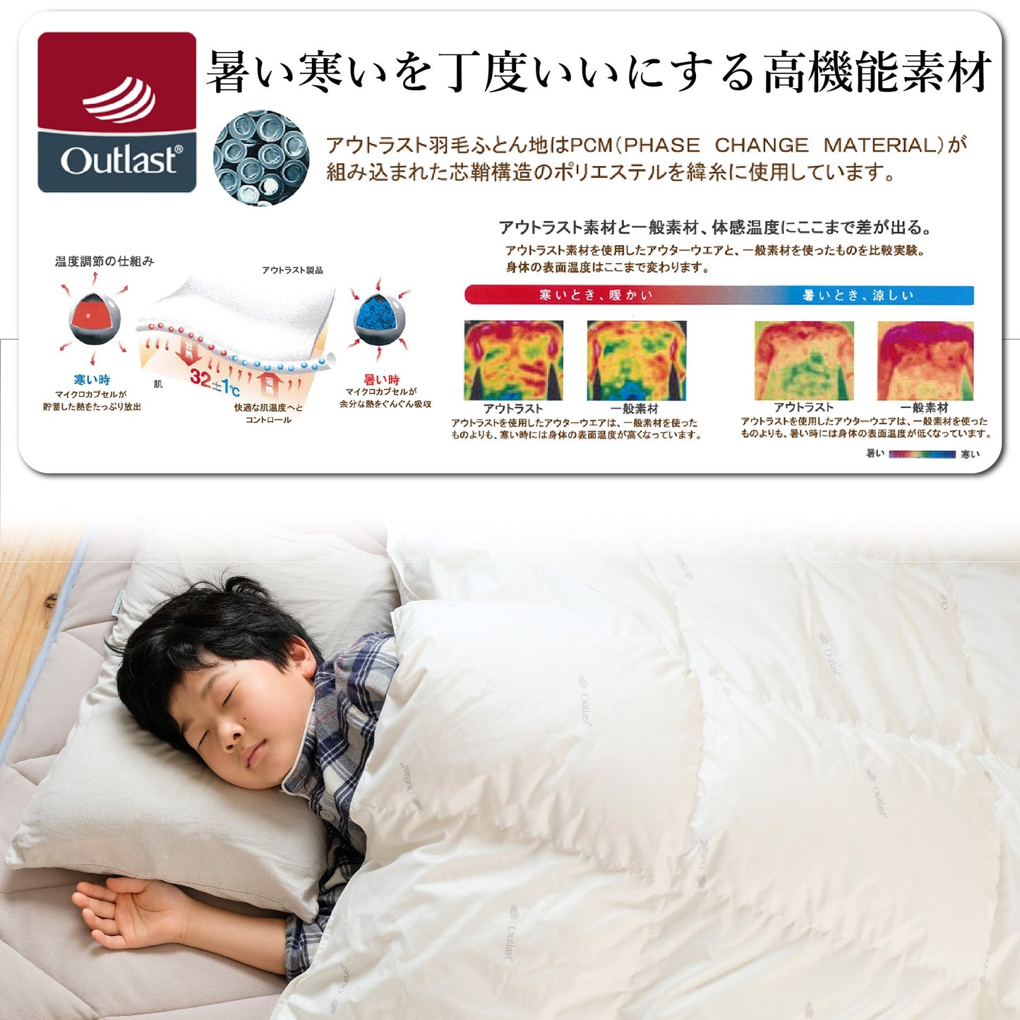 鞆のふとん家 羽毛布団 光電子ダウン アウトラスト 軽量 掛け布団 画像3