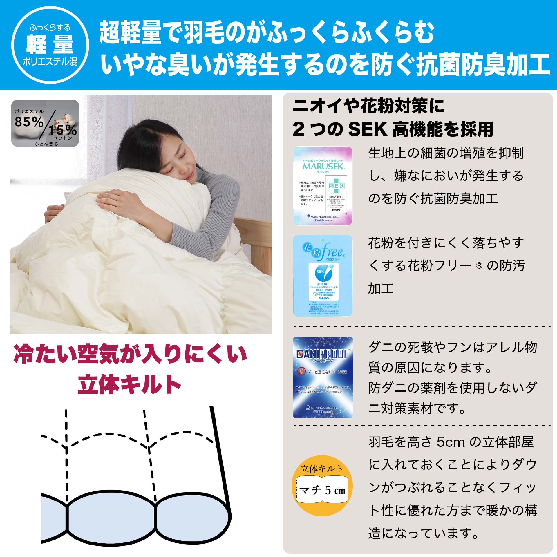 鞆のふとん家 河田フェザーダウン 増量 羽毛掛布団4