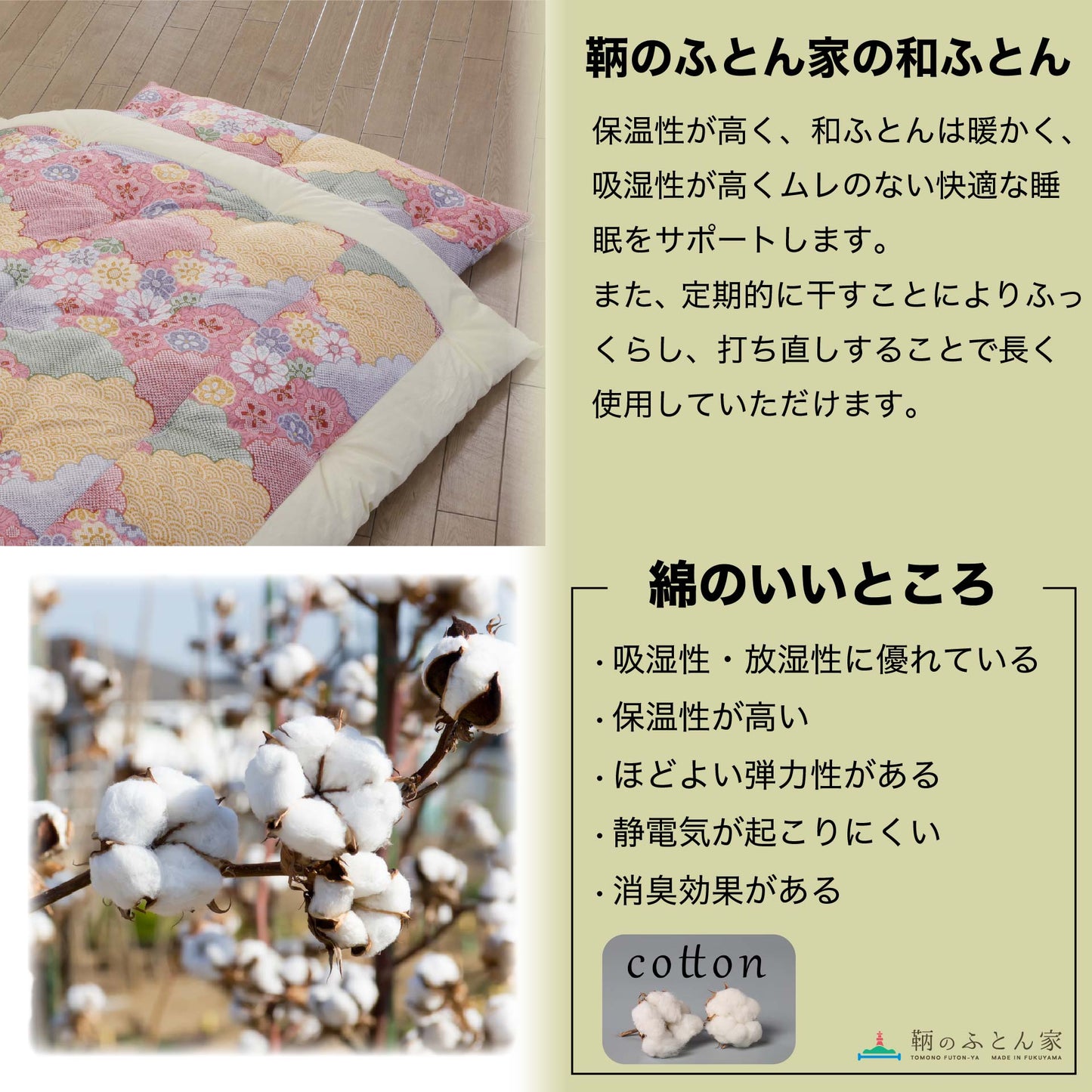 鞆のふとん家 昔ながらの綿ふとん 敷き布団 日本製 インド綿 使用 画像2